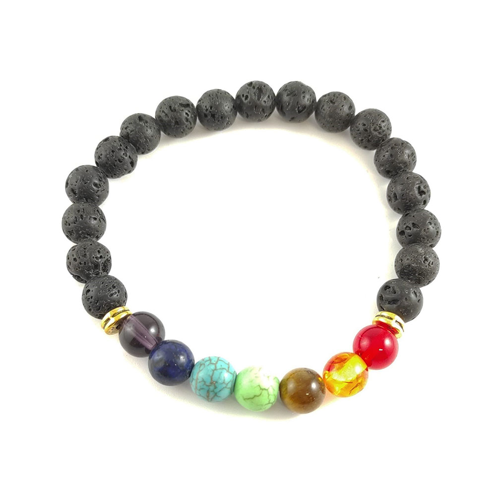 BRACCIALE CHAKRA IN PIETRE VERE E ARGENTO EQUILIBRIO ENERGETICO